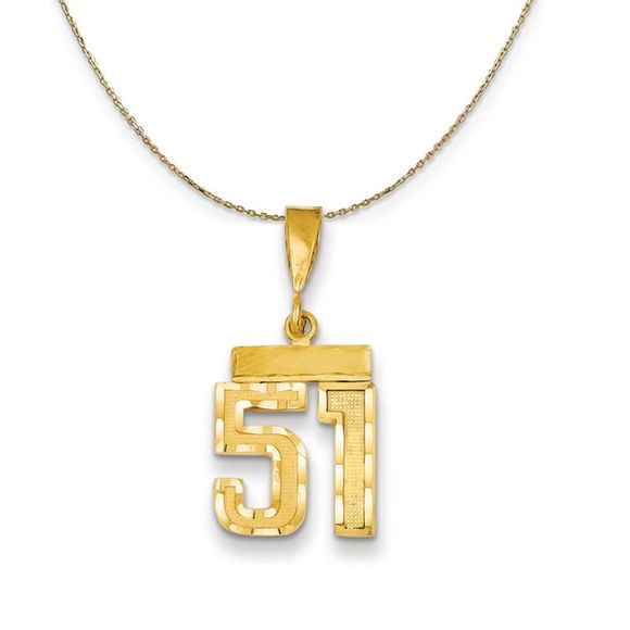 14k Yellow Gold Varsity Sm D/C Necklace Number 51 - 30 Inch